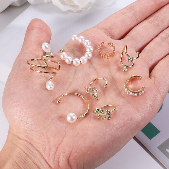 64PCS Ear Cuff Earrings for Women, Non Piercing Clip On Wrap Cartilage Earrings - Picture 7 of 9